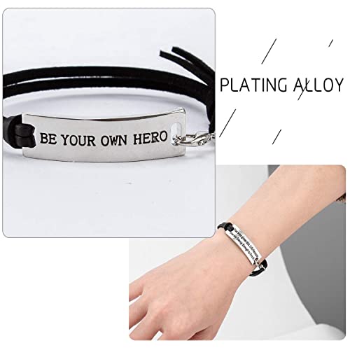 12Pcs Inspirational Bracelets For Women Cuff Bangle Motivational Quotes Words Engraved Friend Encouragement Jewelry Cheer Gifts For Women Teen Girls Students #TOP6