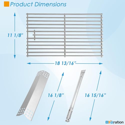 Image of Replacement Kit for Kitchen Aid 720-0893 720-0893A 720-0893D 720-0893G, 7MM Stainless Steel Cooking Grates, Burners and Heat Plates for Kitchenaid Grill Replacement Parts 5-Burner Gas Grill