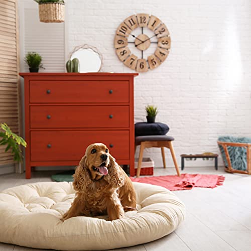 Relaxdays Napfständer, Edelstahlnäpfe Füllmenge 1000 ml, Hundefutterstation aus Mangoholz, HBT 16,5 x 42 x 21 cm, natur