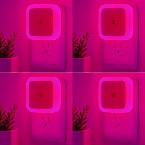 Image of Night Lights Plug into Wall - 4Pack Pink Nightlight Smart Dusk to Dawn Sensor Plug in LED Lighting, Safe Auto-On /Off Lamp for Kids Adults Home Living Room Kitchen Bedroom Bathroom Toilet Hallway