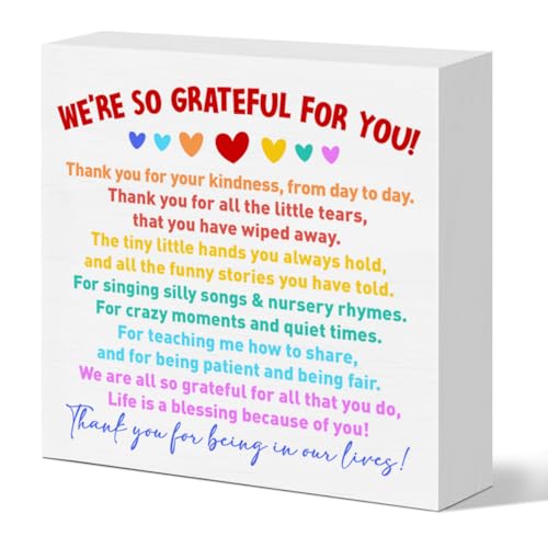 Daycare Provider Thank You Gift Childcare Babysitter Childminder Appreciation Gift Kindergarten Preschool DayCare Teacher Gifts for Teachers Day Christmas Birthday We Are So Grateful for You