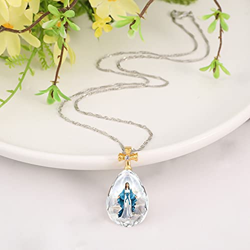 Colcolo Moda de Cristal Forma de Gota Pingente Amantes Colar de Presente Colar de Oração da Fé, Durá