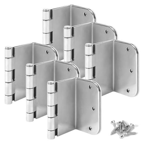 6 Pack Offset Door Hinges 3.5 Inch Expandable Door Hinges with 5/8 Radius Corner for Exterior & Interior Doors Brushed Nickel