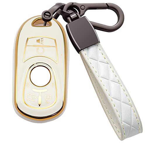 Image of for Buick Car Key Fob Cover Soft TPU with Keychain Shell Full Protective Smart Key Fob Case Compatible with Buick 2015-2023 GL8 Verano Enclave Regal Lacross Encore Envision 6 Button, White