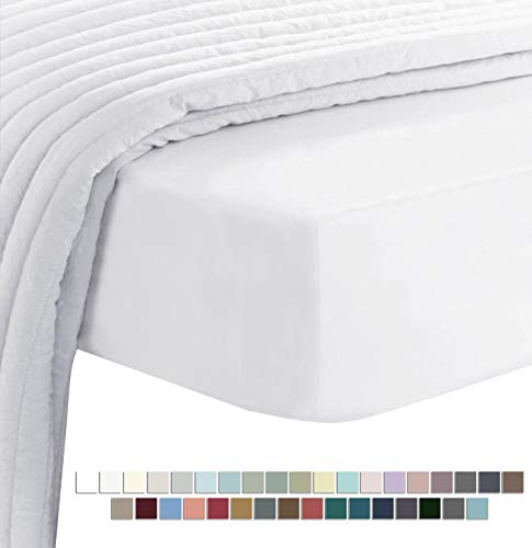 400 Hilos Sabana Bajera Ajustable 180x200 cm Blanco, 100% Fibra Larga De...