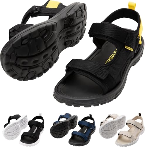 CRESSI Unisex-Adult Pete Black/Yellow 43 Sandale ideal für Sommertage am Strand, Schwarz/Gelb