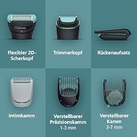 Philips Bodygroom Series 7000 – Trimmer für Männer, flexiblem 2D-Scherkopf Dreifachschutz -austauschbare Scherköpfe, Nutzung im Intimbereich, 100% duschfest, 120 Min. Laufzeit, Modell BG7480/15 – Ansicht 3
