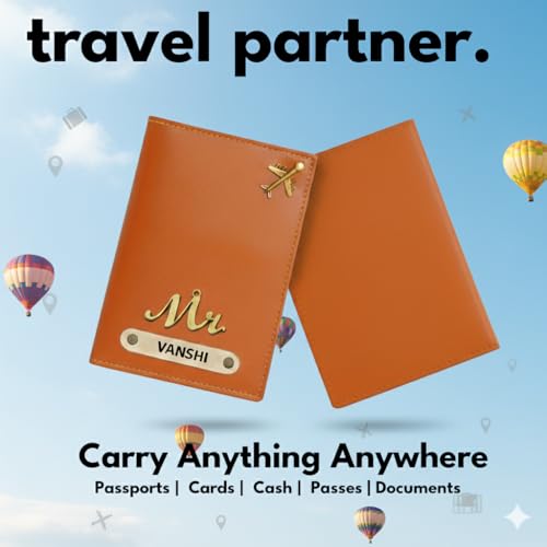 Image of Personalised PU Leather Passport Cover with Name | Customized Passport Holder & Card Organizer | Stylish Unisex Travel Wallet & Gift for Men & Women - Lightweight Design