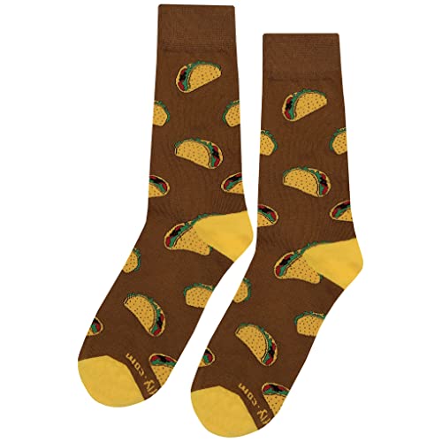 Taco Loco Dress Socks Funny Novelty Crazy Fun Design Men Size 8-12 Cotton Casual Crew Colorful Funky Fancy Socks Gift for Men - Main Image