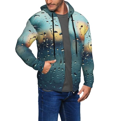 Sweat à capuche doux de qualité supérieure motif gouttes de pluie pour homme