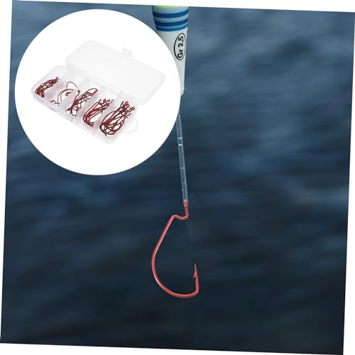 Hameçons déportés Mipcase en acier carbone robuste pour pêche technique rouge - 3
