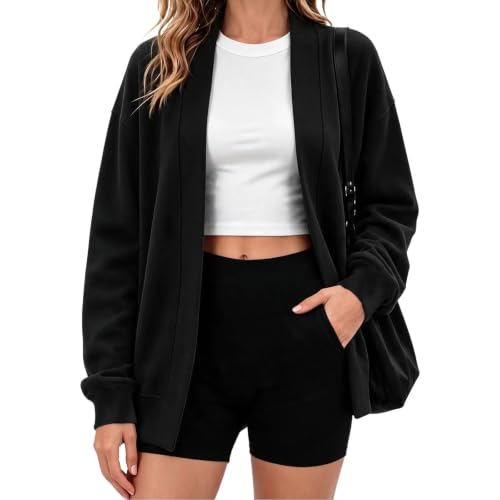Womens Open Front Sweatshirt Cardigan Long Sleeve Casual Jacket with Pocket - image 2
