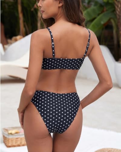 Image of Fanuerg Women's Ribbed Bikini Sets Scoop Neck Cheeky Swimsuit Textured Two Piece Bathing Suit