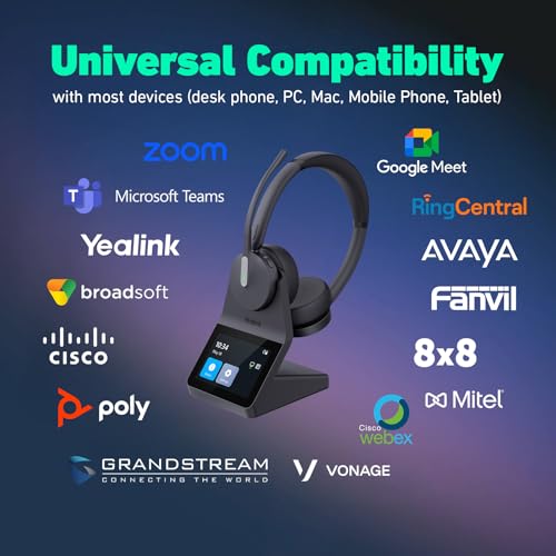 Image of Yealink HA64 Pro Duo Wireless Headset, DECT & Bluetooth, Noise Cancelling | Up to 600 ft DECT range and 32H Bluetooth talk time keep you connected all day, in office or out