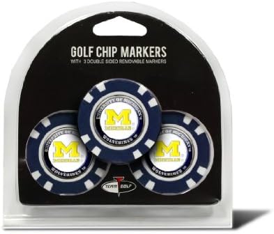 Team Golf NCAA Michigan Wolverines Golf Chip Ball Markers (3 Count), Poker Chip Size with Pop Out Smaller Double-Sided Enamel Markers,Multi Team Color,One Size,22288