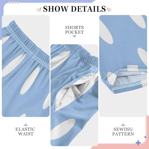White Polka Dots Blue Lounge Pajama Pants Soft PJ Bottoms for Sleepwear Ages 6-14 Years4