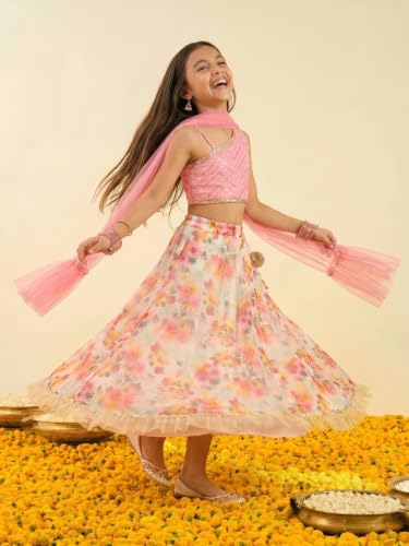 Image of Nautinati Girls Lehenga Choli Set