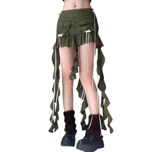 Korean Version of Japanese Sweet Ribbon Bow Skirt, Women's Low Waisted Bow Pleated Short Skirt