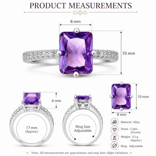 Image of Square Stone Ring for Women & Girls | Alloy Stone | Gemstone Jewelry for Engagement, Wedding, Party | Gift for Anniversary, Birthday & Special Occasions
