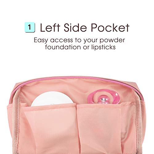 Large Vegan Leather Makeup Bag Zipper Pouch Travel Cosmetic Organizer for Women and Girls (Large, Orange) - Image 5