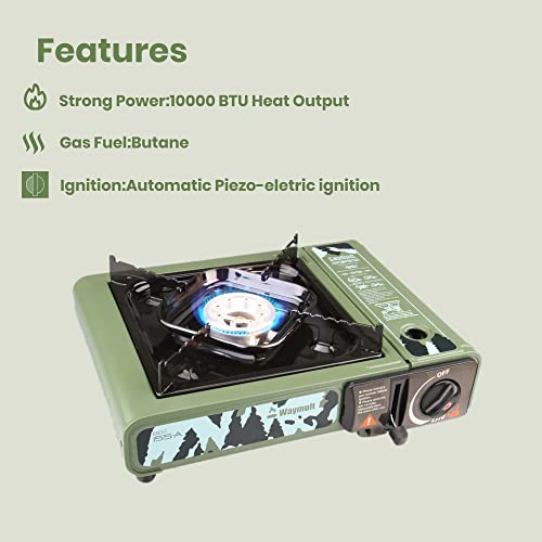 Waymult Camo Camping Stove For Cooking Outdoor With Wind Breaker