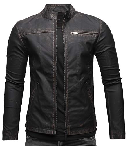 Crone Vego Herren Eco-Lederjacke Cleane Leichte Slim Fit Basic Jacke Vegan...