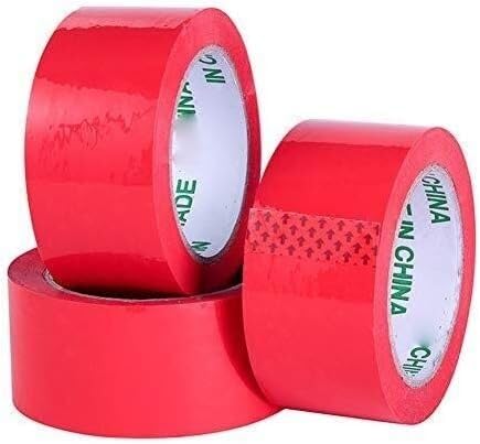 Nastro adesivo per pacchi e scatole di medie dimensioni, 3 rotoli di nastro rosso per pacchi e scatole, 110 m x 4,5 cm