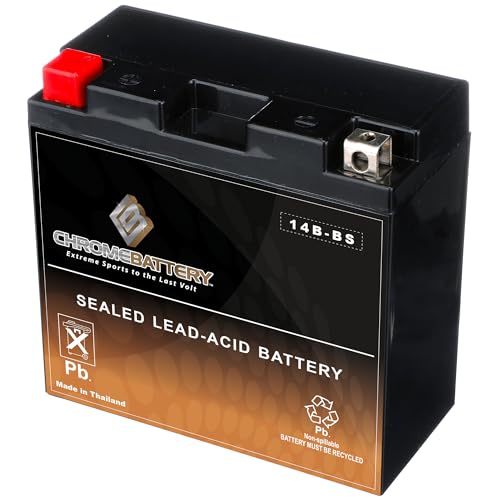 Image of CB CHROMEBATTERY YT14B-BS 12 V 145 CCA AGM - Maintenance-Free 13 Ah Battery for Sportbike, ATV, Jet Ski, Scooter - T3 Nut & Bolt Terminal - Fits Yamaha FZ1, Honda CBR600RR, Suzuki GSX-S1000