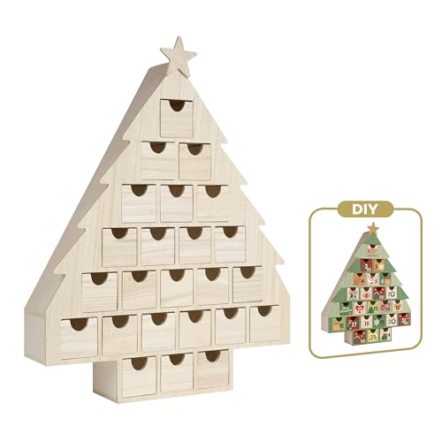 Sunlit Christmas Wooden Advent Calendar with...