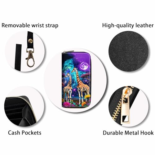 Giraffe Print Women Large Capacity Wallet PU Leather Zipper Clutch Purse for Smart Phone/Card/Coin/Cash4