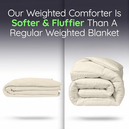Image of HomeSmart Weighted Comforter Queen Size 40lbs - 3 X More Fluffy Than A Weighted Blanket, Breathable Soft Fabric, Heavy, Light Beige