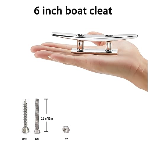 Image of Boat Cleat Open Base 4 /5 /6 /8 inch, Dock Cleat 316 Stainless Steel Marine Grade, Include Installation Screws
