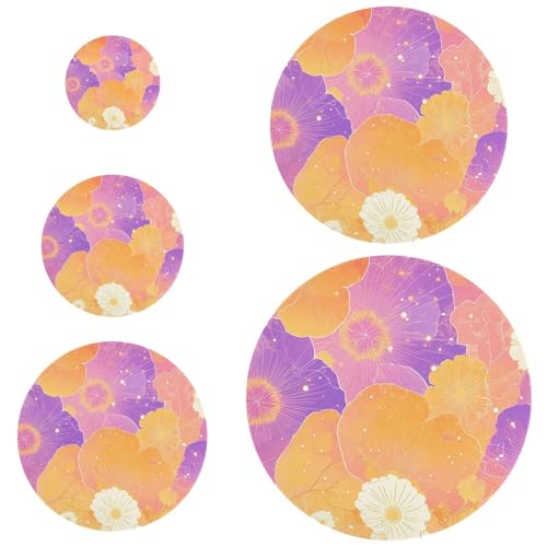 5 fundas elásticas reutilizables lavables en 5 tamaños para tazones, tapas de masa madre de pan para una frescura duradera (flor de estilo japonés)