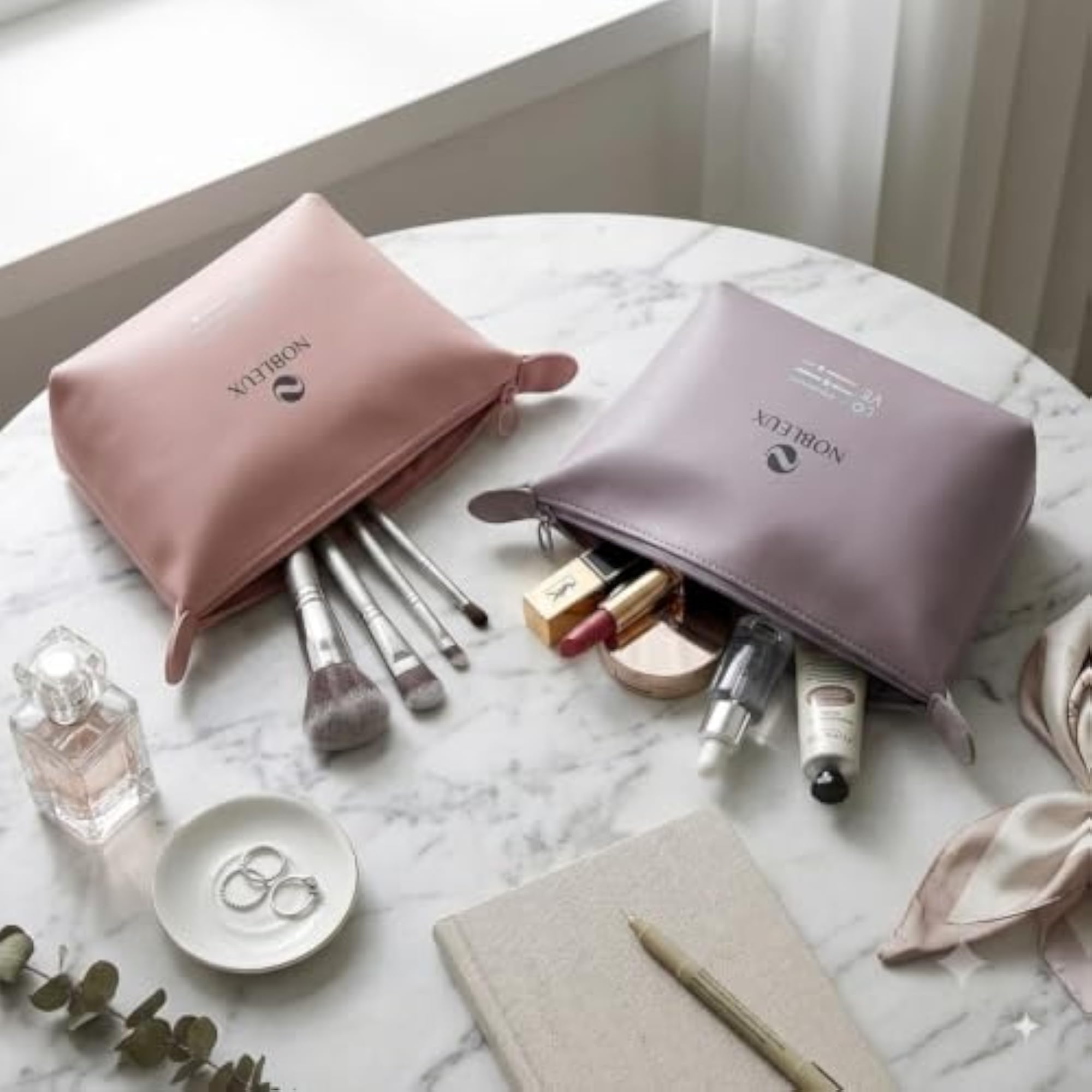 Women's Large Capacity Waterproof PU Leather Makeup Pouch