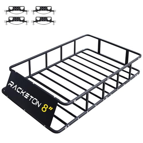Racketon 64”x39”x8” Roof Cargo Rack for SUV Car Trucks,Heavy Duty Cargo Basket Anti-Rust Top...