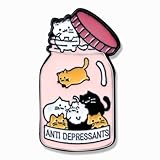 PLwelth Cat Enamel Pin Cute Cat Brooches Lapel Pins for Women Men Animal Decorative Badge Jacket Hats Backpacks Bags Funny Medicine Bottle Jewelry Pin Antidepressants Metal Badge Brooch for Nurse Gift