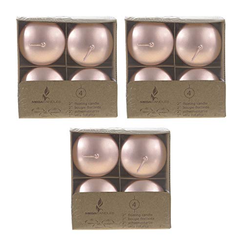 Mega Candles 12 pcs Unscented Rose Gold Floating Disc Candle, Hand Poured Paraffin Wax Candles 2 Inch Diameter, Home Décor, Wedding Receptions, Baby Showers, Birthdays, Celebrations & Party Favors