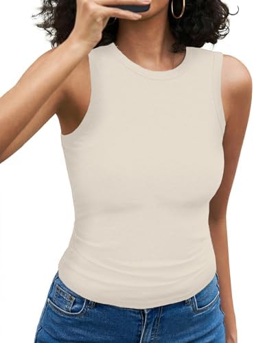 Aottori Tank Top Damen Gerippt Rundhals Slim Fit Sommer | Oberteile Ärmellos, Stretch, Elegant, Basic Shirt, Sexy, Casual, Einfarbig