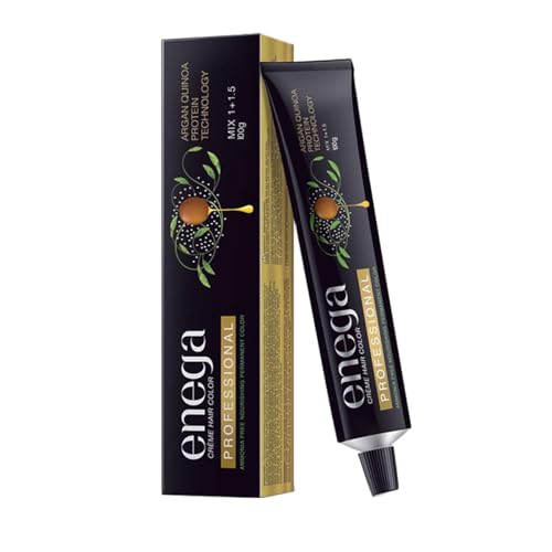 enega Professional Black 1 Semi Permananet Crème Hair Color Complete Grey Coverage 100 GM, Argon Quinoa Protien Technology to Nourish Hair