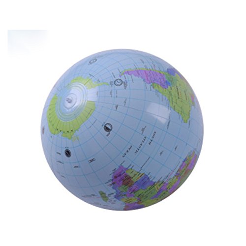 Bom Bom Tree 2 Pack Large Inflatable Beach Educational Ball Globes, 16 inch, Light Blue