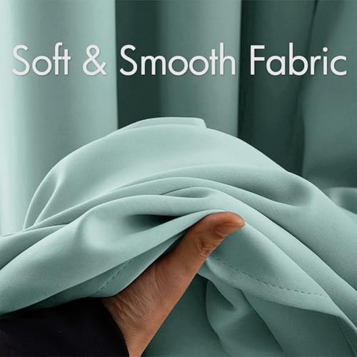 Image of MIULEE Aqua Blackout Bedroom Curtains Drapes 96 Inch Long 52 inchx96 inch | Grommet Top, Room Darkening Window Drapes, Privacy Protection, Thermal Insulated, Heat Blocking, Light Blocking