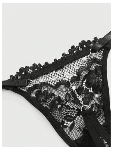 Image of RoseSeek Women's Sparkling Butterfly Chain Underwear Low Rise Cheeky G String Panty