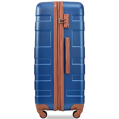 GOWE Luggage Sets New Model Expandable ABS Hardshell 3pcs Clearance Luggage Hardside Lightweight Suitcase Sets Spinner Wheels Suitcase with TSA Lock 20''24''28''(Navy and Brown)4
