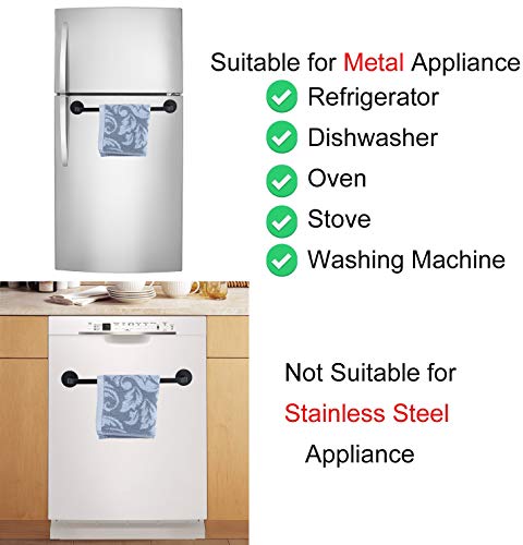 Lekusha Magnetic Towel Bar For Refrigerator, Magnetic Towel Holder Towel Hook Hanger For Fridge, Kitchen Stove, Oven, Dishwasher, Sink Laundry Washing Machine Black #TOP6