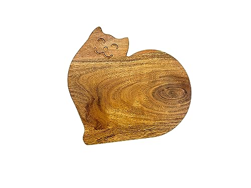 Tabla de cortar de madera con forma de gato divertida miniatura 1