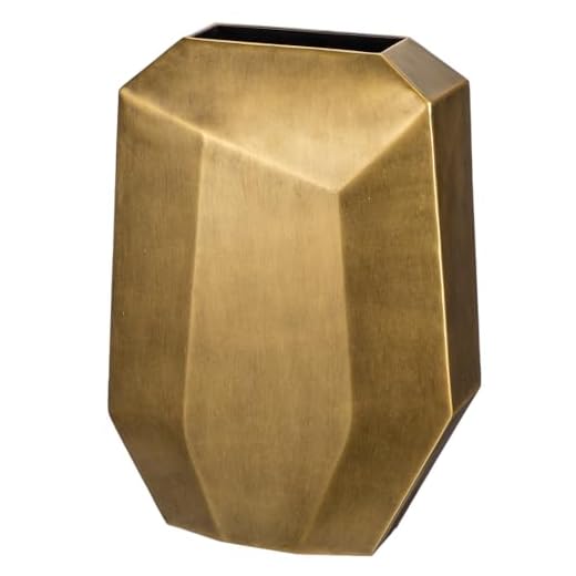 Arborus 16"" Tall Geometric Vases, Home Décor Gold Modern Rectangular Vases with Angular Front and Back, Contemporary Industrial Metal Vases for Office Home Resto Café Decoration, Bronze