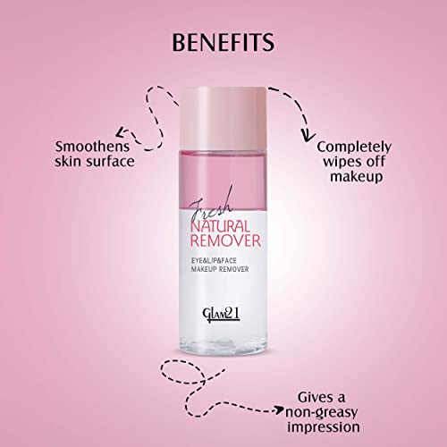 Image of Glam21 Makeup Remover for Water-Proof & Long Lasting Makeup| Mild & Residue Free| Non-greasy | Smoothens Skin - 100mL