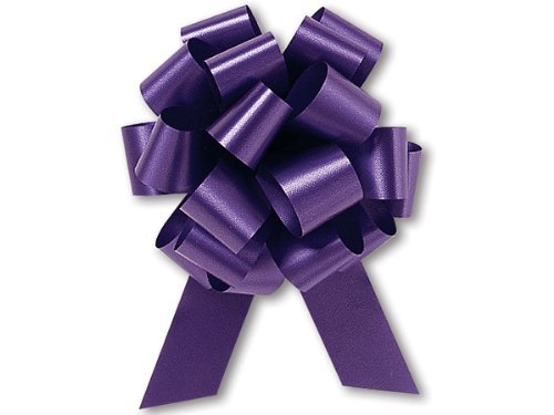 Purple Flora Satin 5.5 Inch Wide Pull String Bows - 20 Loops 10/pkg