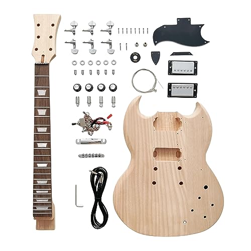 DBL DIY Electric Guitar Kits,SG Style 6 String Right Handed with Mahogany Body Rosewood Fingerboard Alloy Hardware,Build Your Own Guitar
