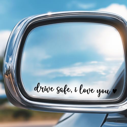 Image of 3X Black Drive Safe I Love You Sticker for Car Mirror - New Driver Gifts for Men, Women - Cars Accessories - I Love You Drive Safe Mirror Sticker - Car Window Decals